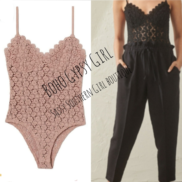 ⭐🆕Boho Rose blush pink crochet bodysuit - Picture 1 of 9